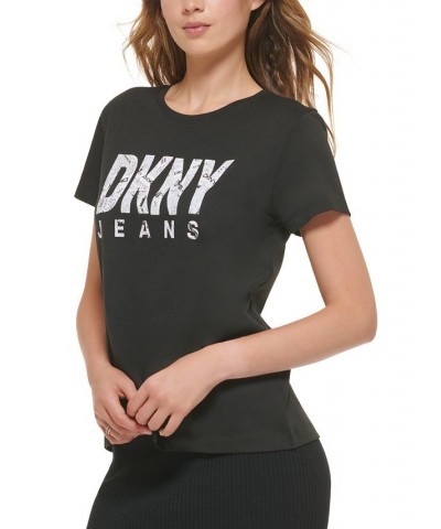 Women's Newpaper-Logo Short-Sleeve T-Shirt Black $14.08 Tops