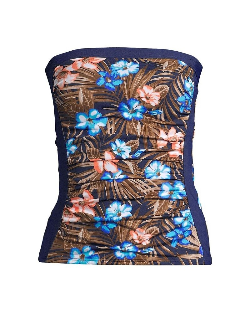 Women's Plus Size Bandeau Tankini Swimsuit Top with Removable Adjustable Straps Deep sea navy tropic palm $48.33 Swimsuits