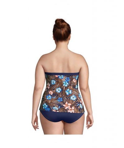 Women's Plus Size Bandeau Tankini Swimsuit Top with Removable Adjustable Straps Deep sea navy tropic palm $48.33 Swimsuits