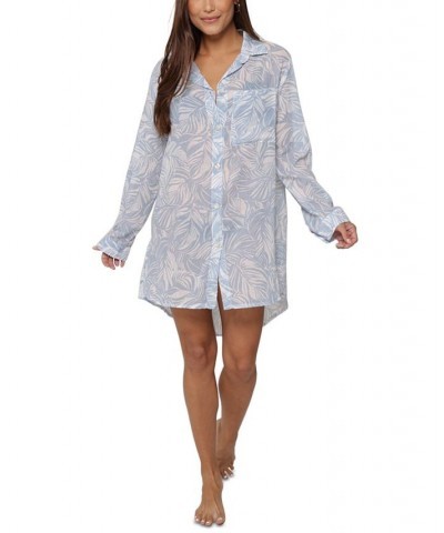 Women's Bermuda Button-Front Big Shirt Cover-Up Light Blue $41.34 Swimsuits