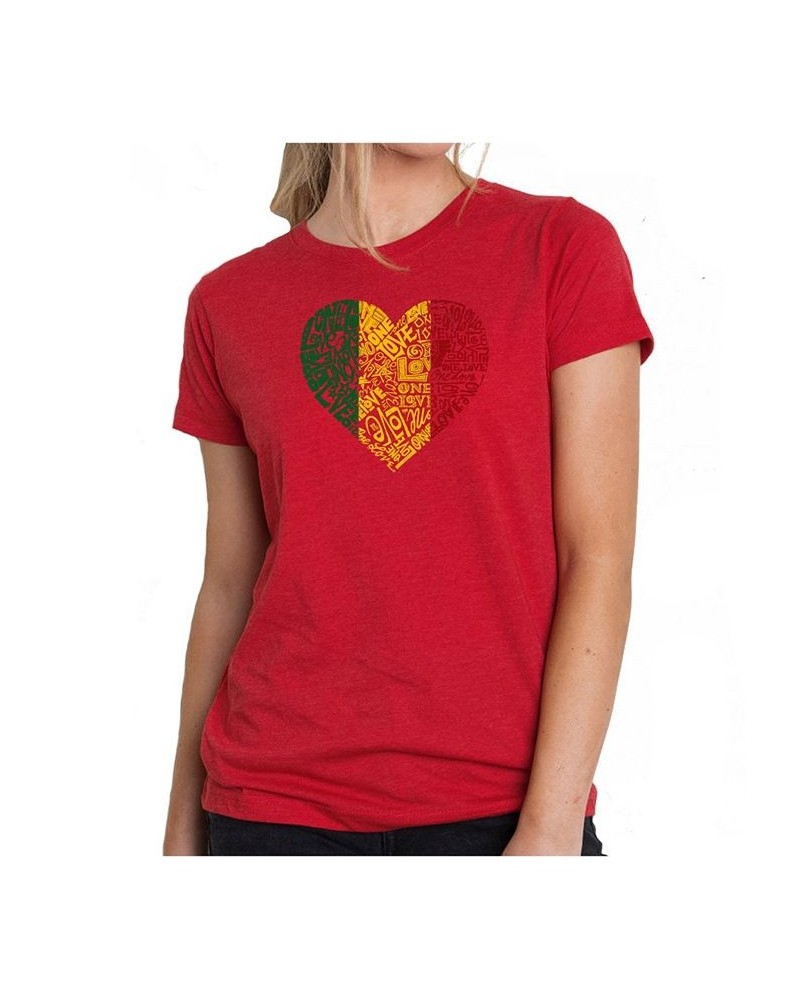 Women's Premium Word Art T-Shirt - One Love Heart Red $21.60 Tops