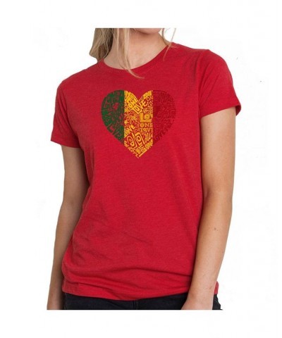 Women's Premium Word Art T-Shirt - One Love Heart Red $21.60 Tops