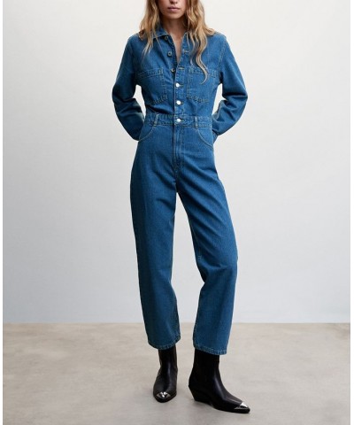 Women's Long Denim Jumpsuit Medium Blue $50.60 Pants