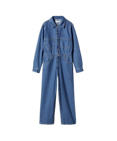 Women's Long Denim Jumpsuit Medium Blue $50.60 Pants