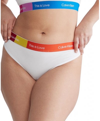 Plus Size Pride This Is Love Colorblocked Thong Underwear QF7279 White $9.28 Panty