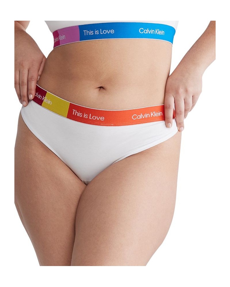 Plus Size Pride This Is Love Colorblocked Thong Underwear QF7279 White $9.28 Panty