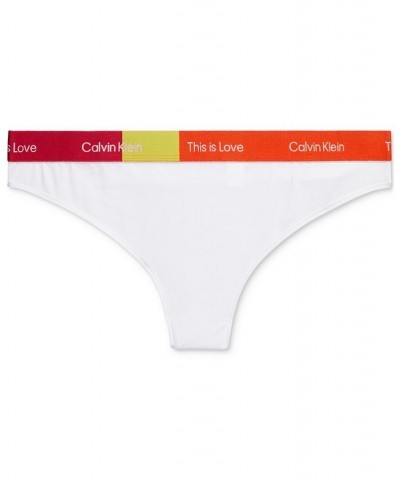 Plus Size Pride This Is Love Colorblocked Thong Underwear QF7279 White $9.28 Panty