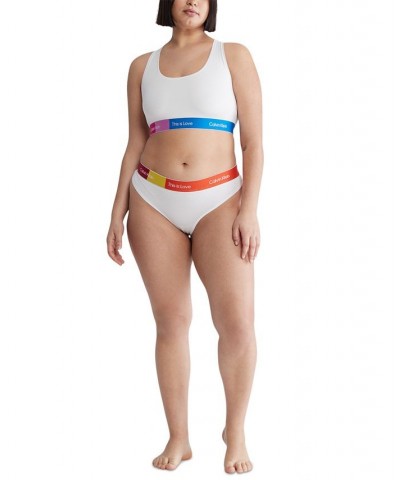 Plus Size Pride This Is Love Colorblocked Thong Underwear QF7279 White $9.28 Panty