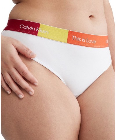 Plus Size Pride This Is Love Colorblocked Thong Underwear QF7279 White $9.28 Panty