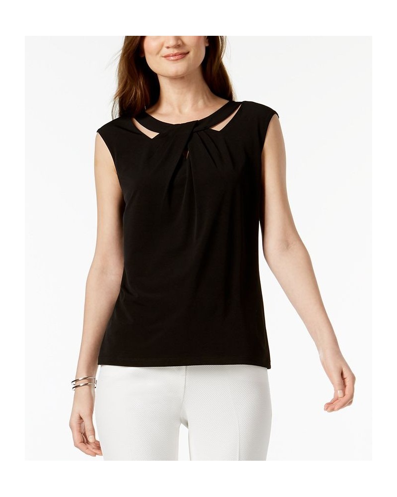 Crossover Cutout Top Black $26.55 Tops