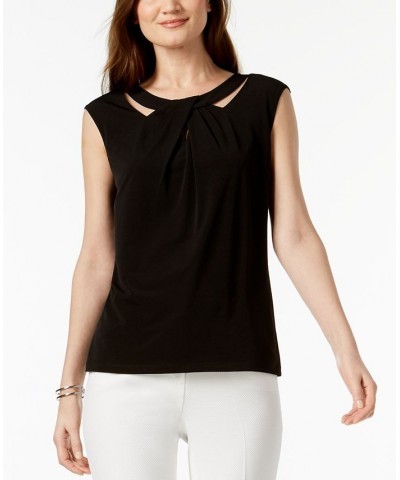 Crossover Cutout Top Black $26.55 Tops