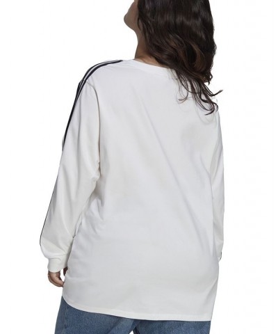 Plus Size 3-Stripes Crewneck Long-Sleeve Tee White $20.00 Sweatshirts