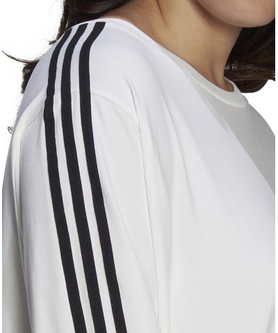 Plus Size 3-Stripes Crewneck Long-Sleeve Tee White $20.00 Sweatshirts