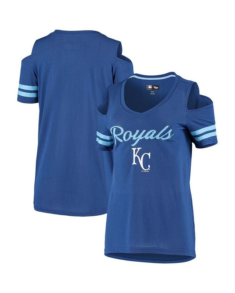 Women's Royal Kansas City Royals Extra Inning Cold Shoulder T-shirt Blue $25.99 Tops