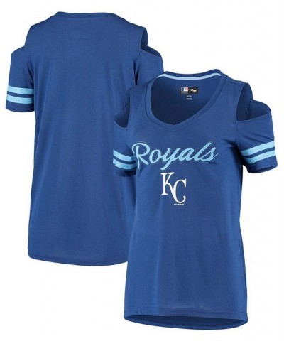 Women's Royal Kansas City Royals Extra Inning Cold Shoulder T-shirt Blue $25.99 Tops