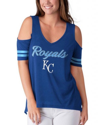 Women's Royal Kansas City Royals Extra Inning Cold Shoulder T-shirt Blue $25.99 Tops