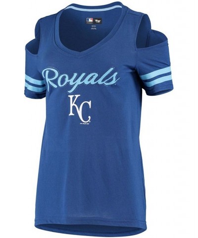 Women's Royal Kansas City Royals Extra Inning Cold Shoulder T-shirt Blue $25.99 Tops