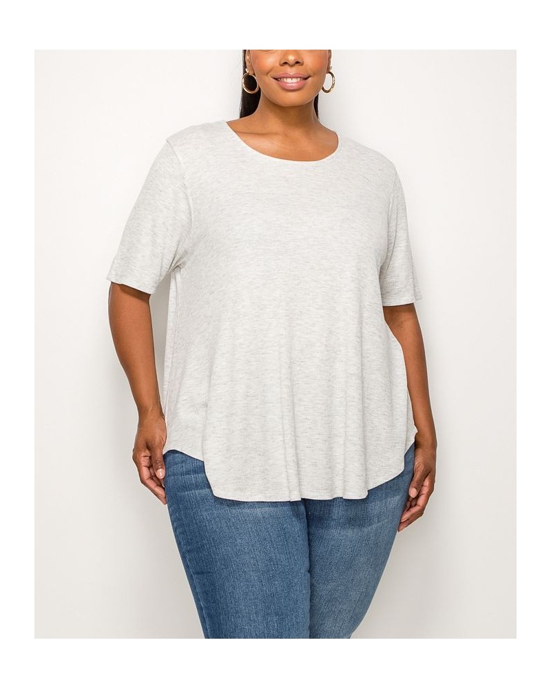 Plus Size Thermal Short Sleeve Swing Tee Heather Gray $16.81 Tops