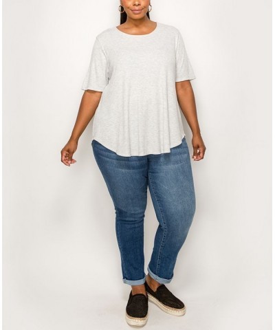 Plus Size Thermal Short Sleeve Swing Tee Heather Gray $16.81 Tops