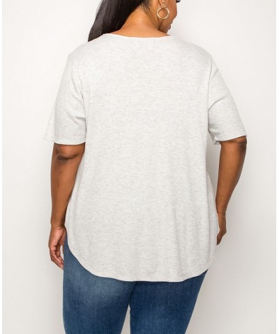 Plus Size Thermal Short Sleeve Swing Tee Heather Gray $16.81 Tops