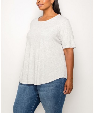 Plus Size Thermal Short Sleeve Swing Tee Heather Gray $16.81 Tops