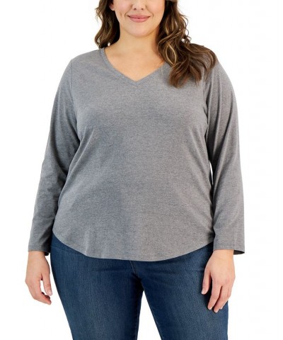 Plus Size Long-Sleeve Perfect Tee Gray $9.97 Tops