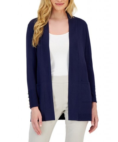 Petite Open-Front Cardigan Intrepid Blue $13.20 Sweaters