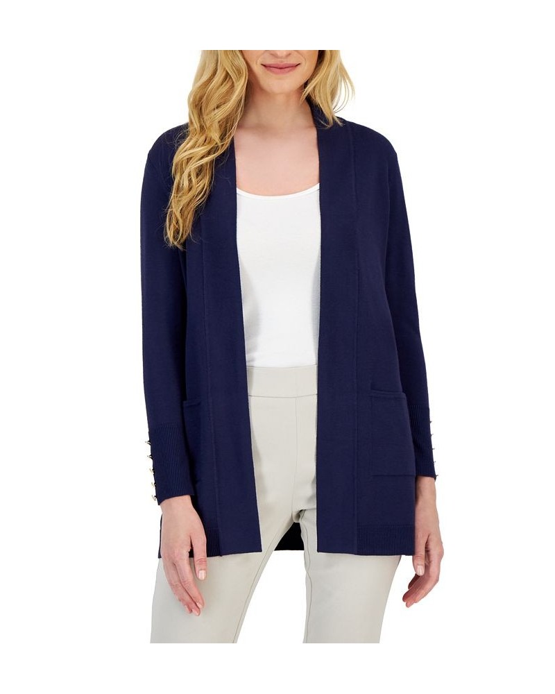 Petite Open-Front Cardigan Intrepid Blue $13.20 Sweaters