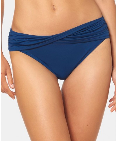 Women's Behind-The Seams Shirred Bandini Top & Matching Bottoms Navy $49.49 Swimsuits