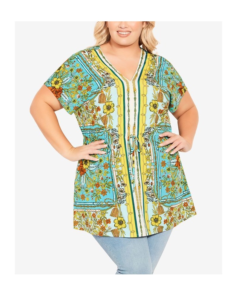 Plus Size Selina Scarf Tunic Turquoise $37.13 Tops