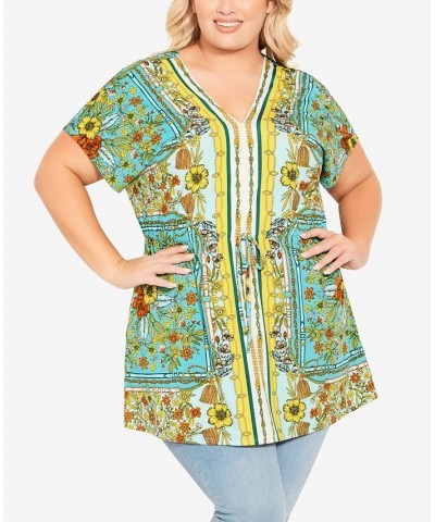 Plus Size Selina Scarf Tunic Turquoise $37.13 Tops