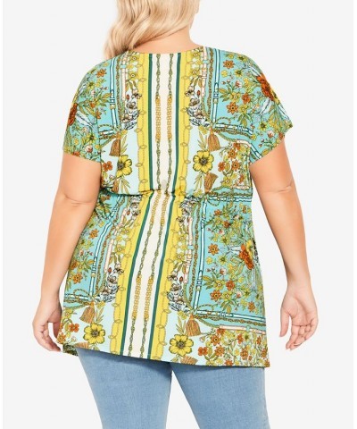 Plus Size Selina Scarf Tunic Turquoise $37.13 Tops