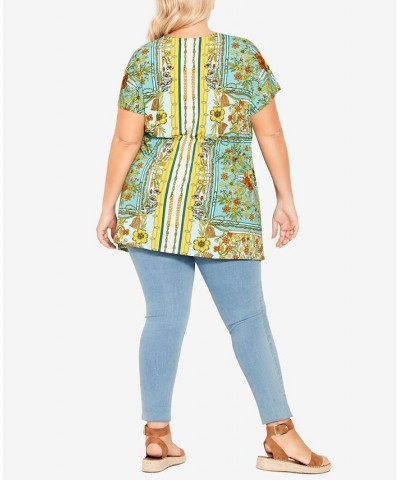 Plus Size Selina Scarf Tunic Turquoise $37.13 Tops