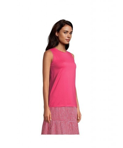 Women's Supima Cotton Crew Neck Tank Top Hot pink $20.62 Tops