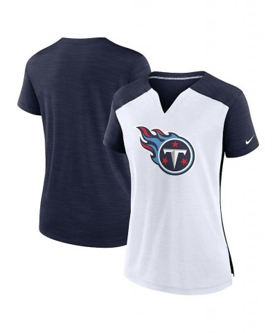 Women's White Navy Tennessee Titans Impact Exceed Performance Notch Neck T-shirt $23.84 Tops