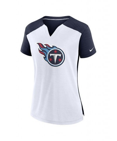 Women's White Navy Tennessee Titans Impact Exceed Performance Notch Neck T-shirt $23.84 Tops