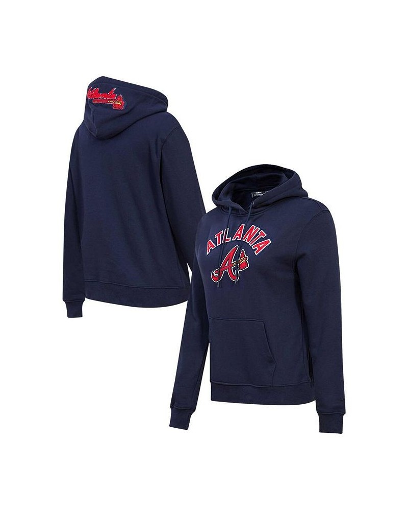 Women's Navy Atlanta Braves Classic Fleece Pullover Hoodie Navy $34.00 Sweatshirts