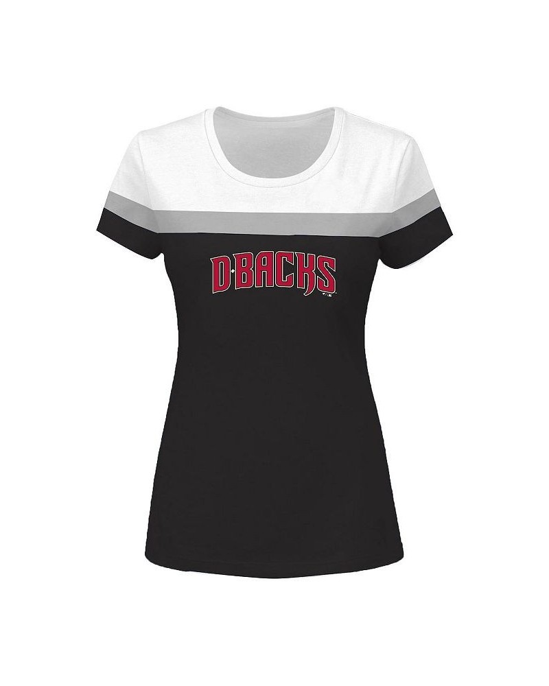 Women's White Black Arizona Diamondbacks Plus Size Colorblock T-shirt White, Black $25.91 Tops