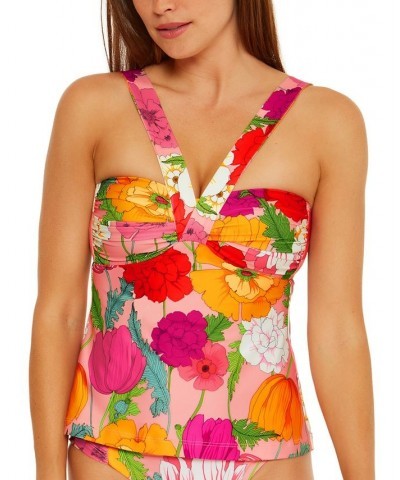 Women's Sunny Bloom Printed Convertible Tankini Top Multi $47.20 Swimsuits