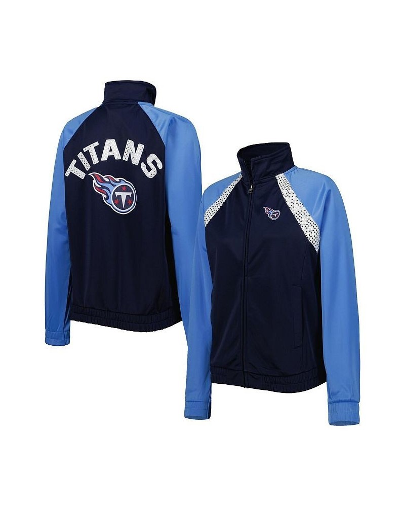 Women's Navy Light Blue Tennessee Titans Confetti Raglan Full-Zip Track Jacket Navy, Light Blue $30.66 Jackets