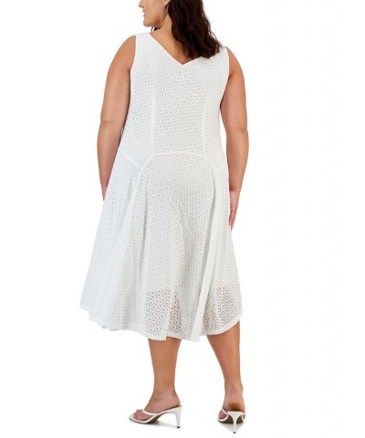 Plus Size Lace Cowlneck Sleeveless Midi Dress White $44.55 Dresses