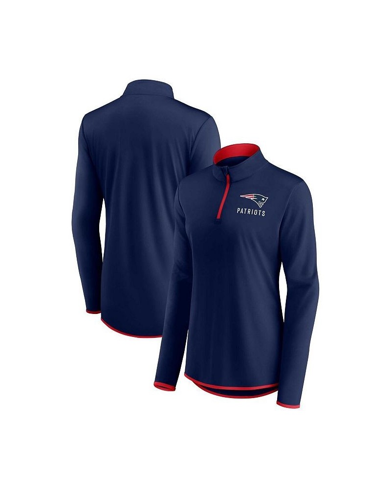 Women's Branded Navy New England Patriots Plus Size Worth the Drive Quarter-Zip Top Navy $30.55 Tops