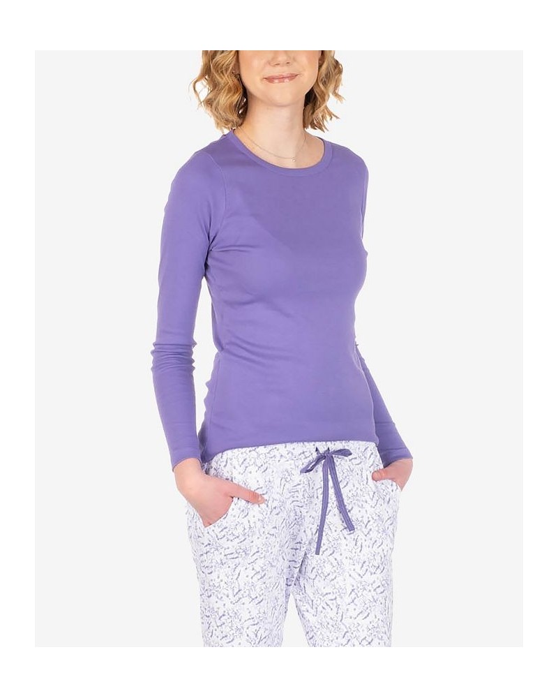 Women's Basic Long Sleeve Shirt Medium Purple $24.08 Sleepwear