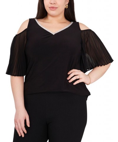 Plus Size Embellished Cold-Shoulder Top Black $40.05 Tops