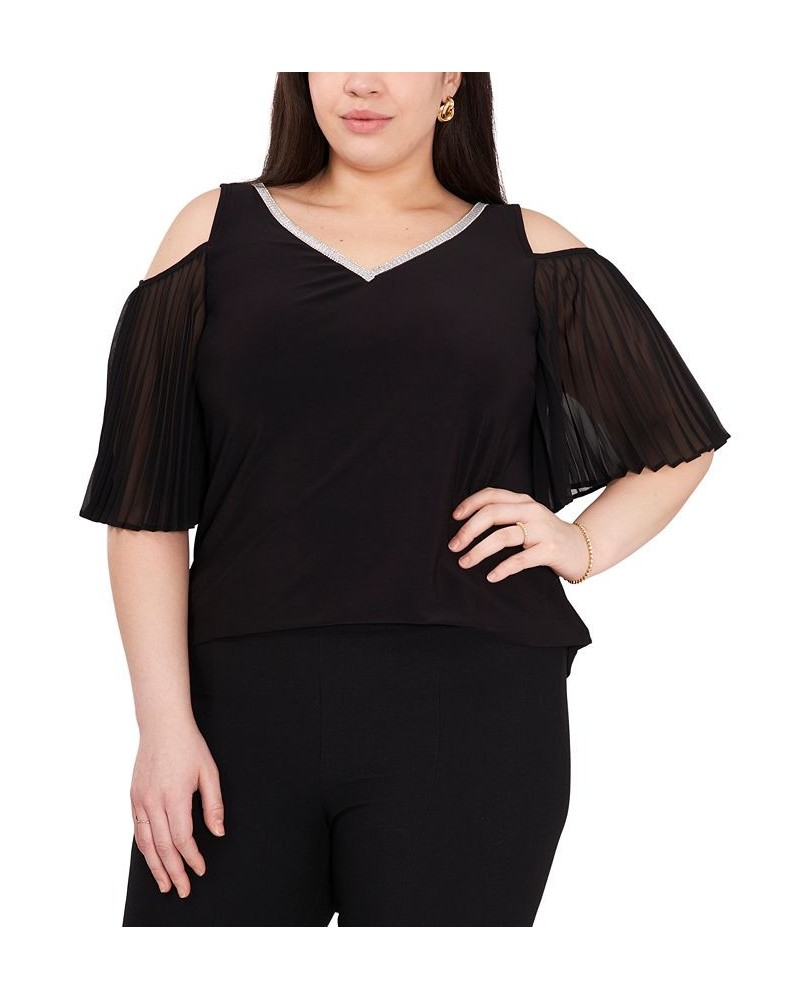 Plus Size Embellished Cold-Shoulder Top Black $40.05 Tops