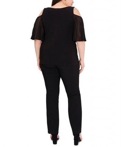 Plus Size Embellished Cold-Shoulder Top Black $40.05 Tops