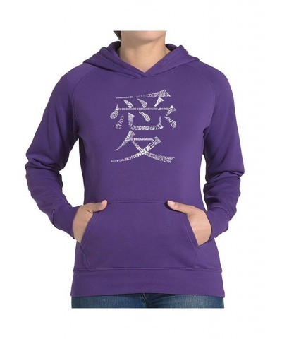 Women's Word Art Hooded Sweatshirt -The Word Love In 44 Languages Purple $31.19 Sweatshirts