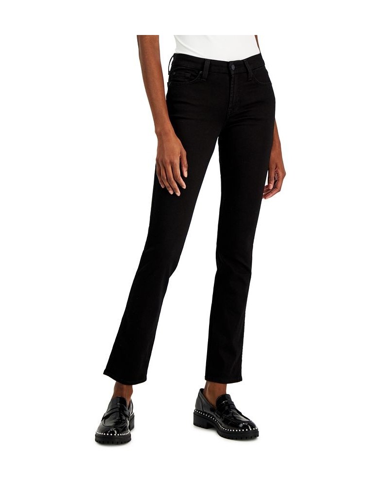 Women's Kimmie Mid-Rise Straight-Leg Jeans Black $44.21 Jeans