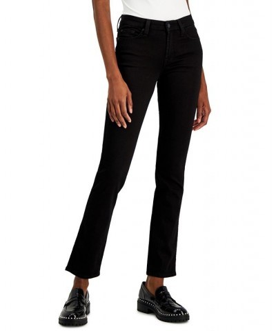 Women's Kimmie Mid-Rise Straight-Leg Jeans Black $44.21 Jeans