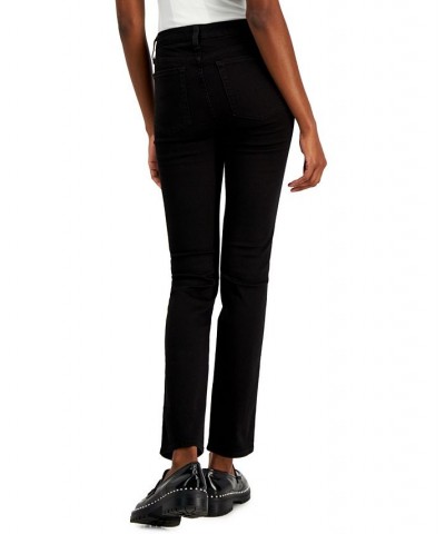 Women's Kimmie Mid-Rise Straight-Leg Jeans Black $44.21 Jeans